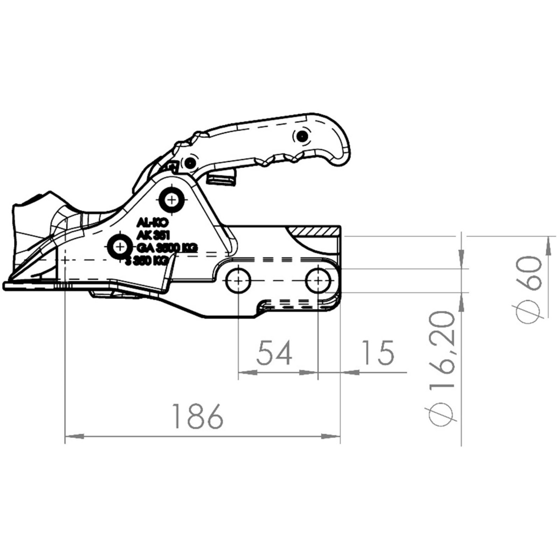 KUULAKYTKIN 3500KG Ø60 16-16 AL-KO - Image 2